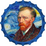 Republic of Chad VAN GOGH - STARRY NIGHT 1000 Francs Silver Coin 2022 Bottle Cap Shaped Proof